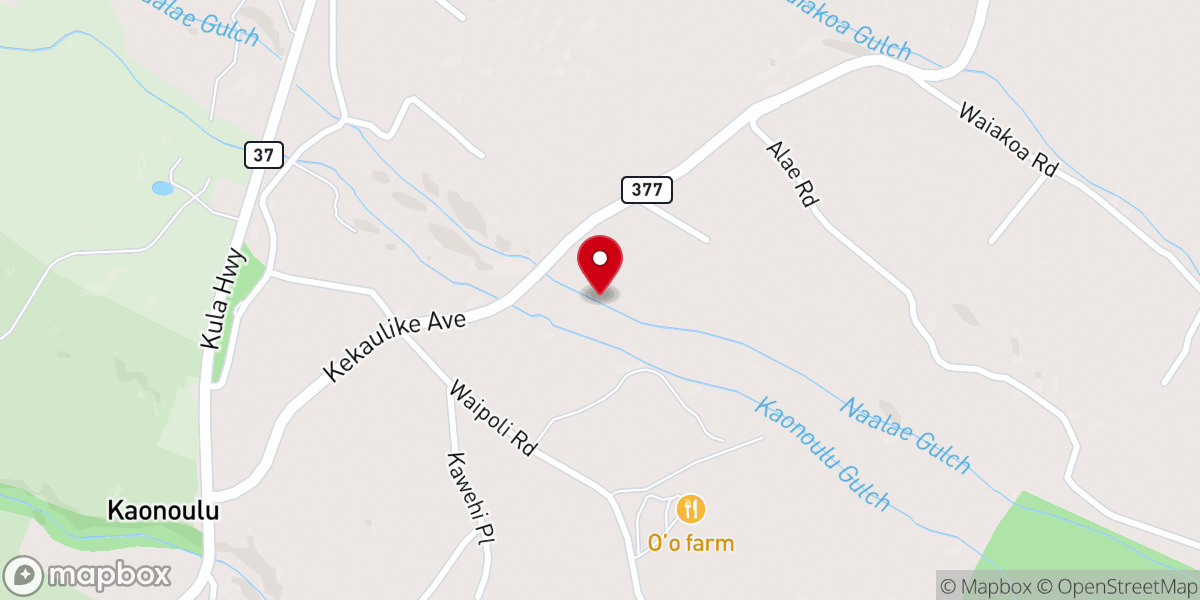 Map showing location of Kula Botanical Garden