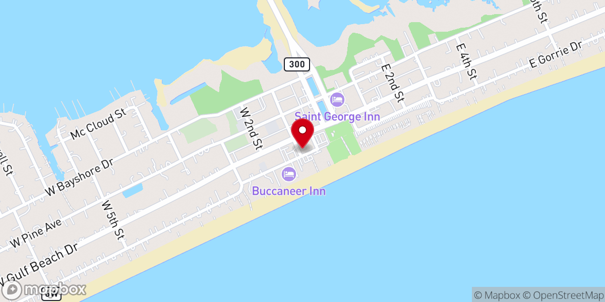 Map showing location of St Patrick Catholic Church on St George Island