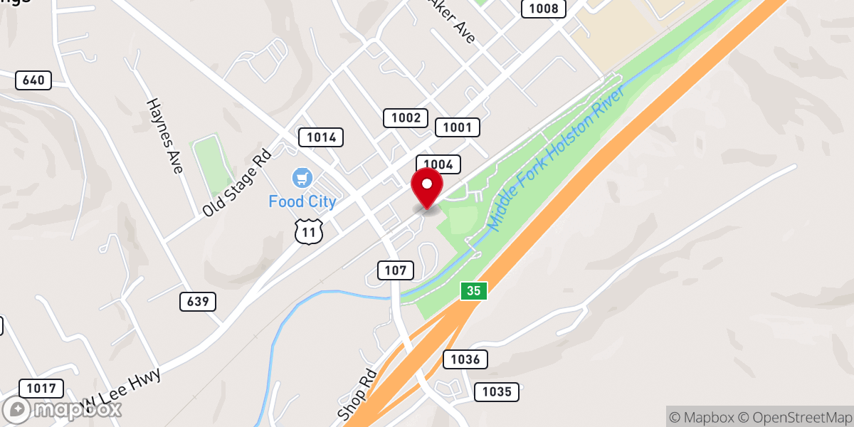 Map showing location of First Baptist Church-Chilhowie