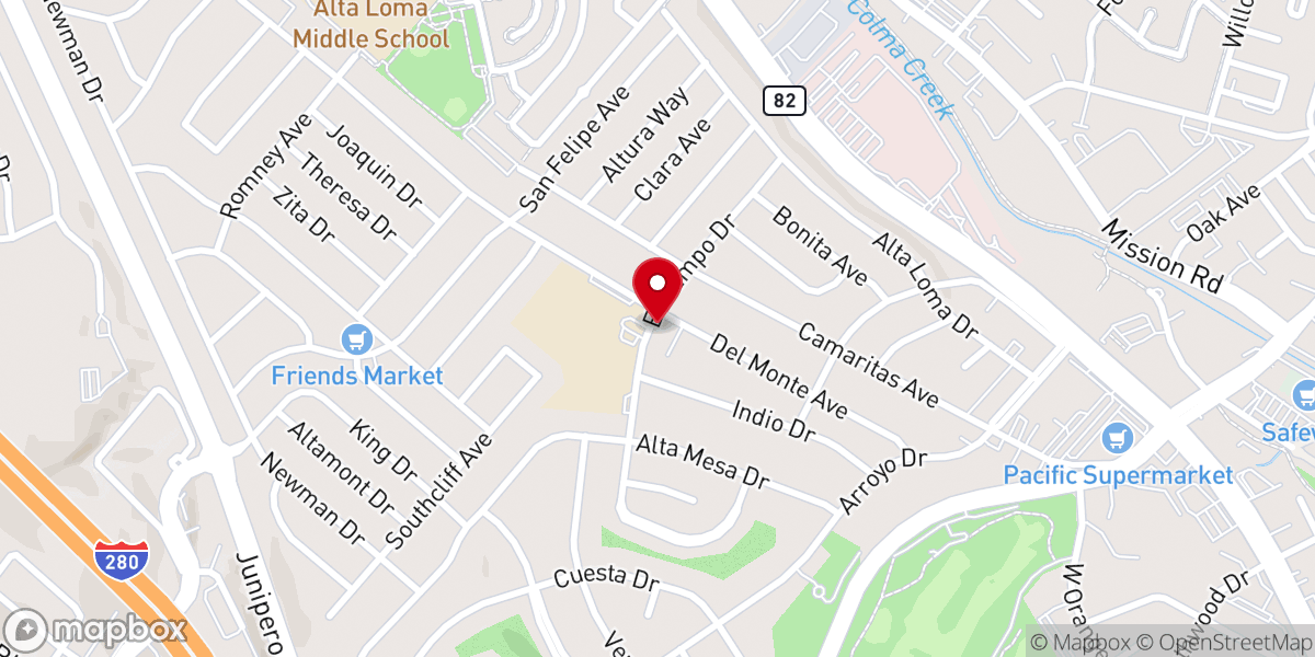 Map showing location of Hope United Methodist Church
