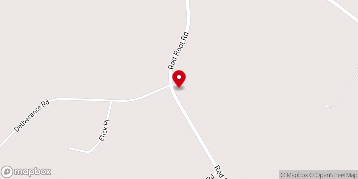 Map showing location of Red Root United Methodist Church
