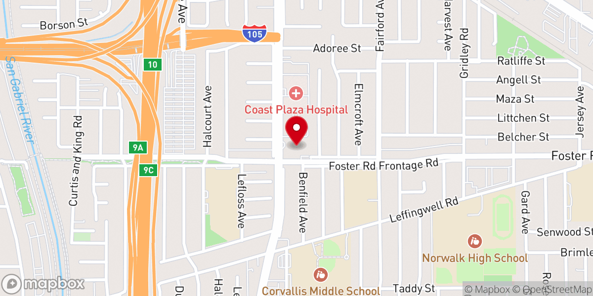 Map showing location of Hope City Church Norwalk