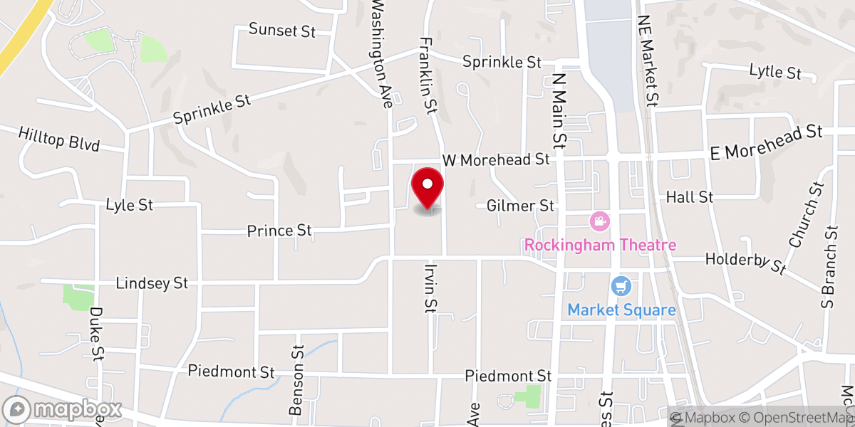 Map showing location of Reidsville Baptist Church