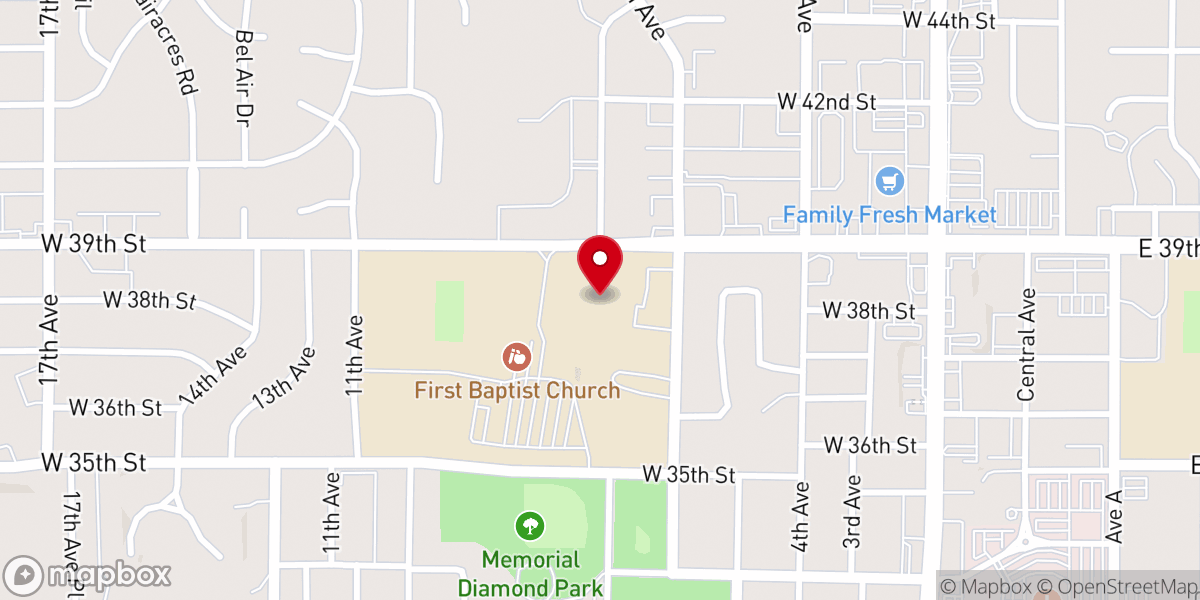 Map showing location of Kearney First Baptist Preschool