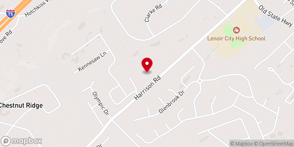 Map showing location of Lenoir City Seventh-day Adventist Church