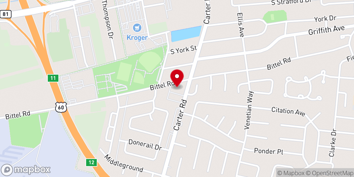 Map showing location of Peace Lutheran Church