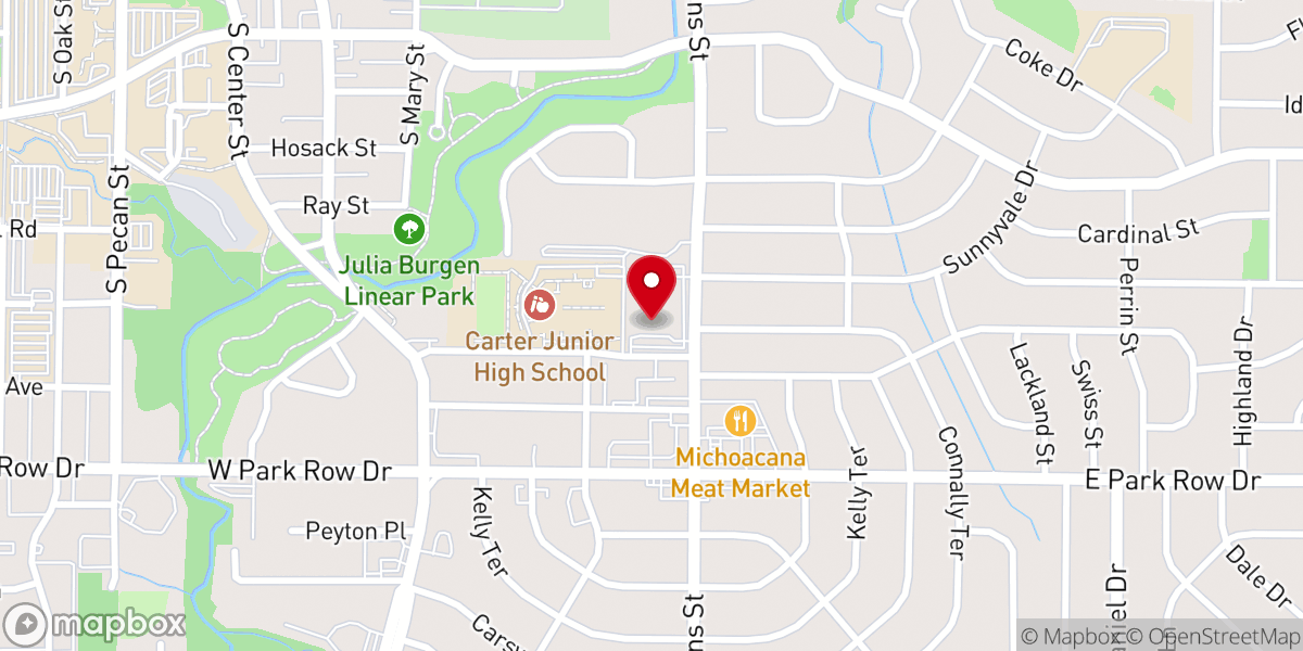 Map showing location of First Presbyterian Church, Arlington