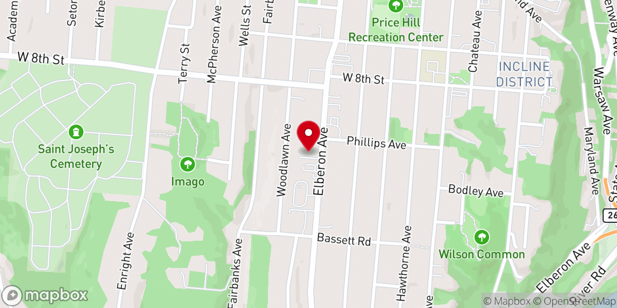 Map showing location of Price Hill Church of God