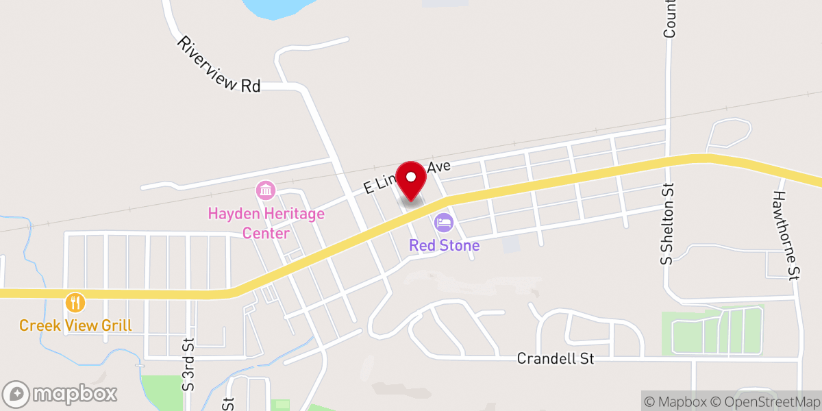 Map showing location of Hayden Congregational Church