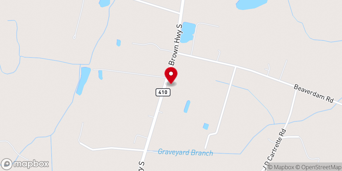 Map showing location of Oak Dale Baptist Church