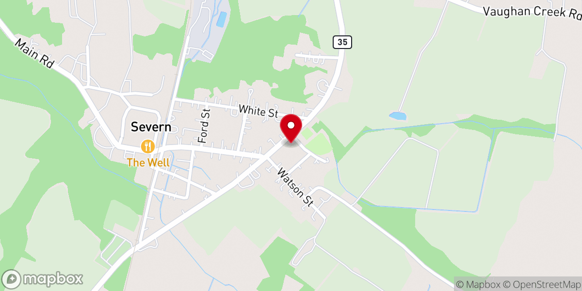 Map showing location of Severn United Methodist Church