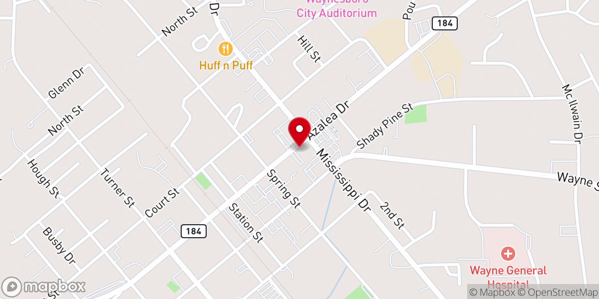 Map showing location of First Baptist Church
