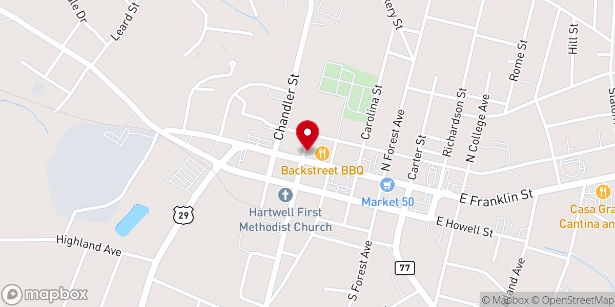 Map showing location of Lake Hartwell FCA