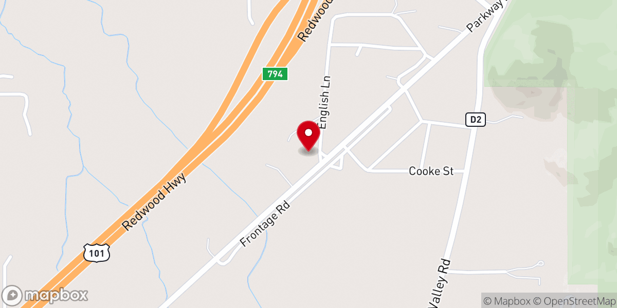 Map showing location of Redwoods Family Worship Center