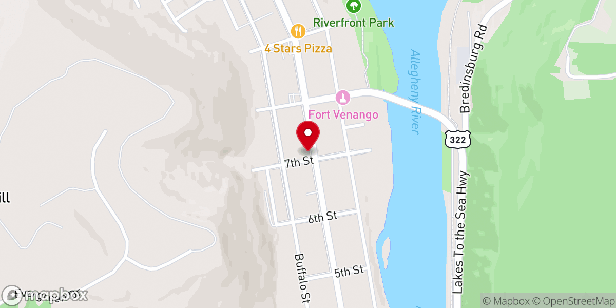 Map showing location of Franklin First Church of God