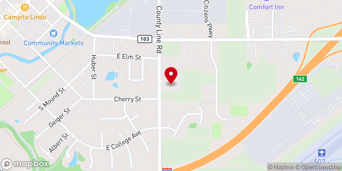 Map showing location of Bluffton Baptist Church