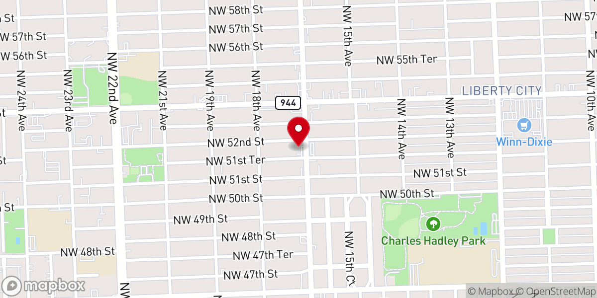 Map showing location of Iglesia Pentecostal M.A.M De Miami