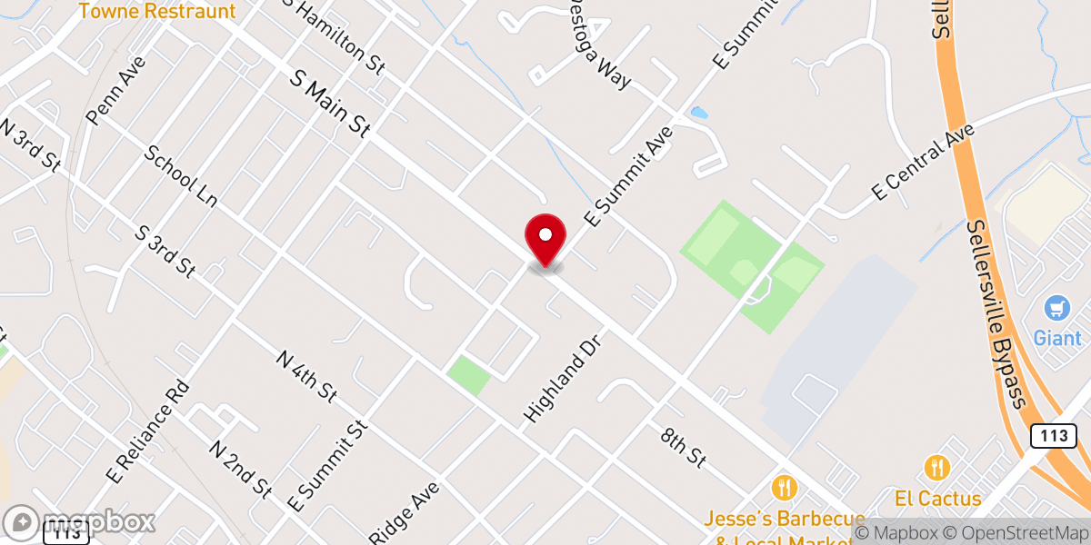 Map showing location of Trinity church