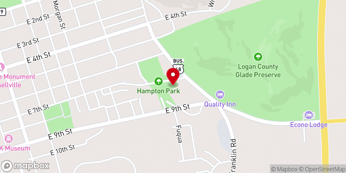 Map showing location of East Side Baptist Church