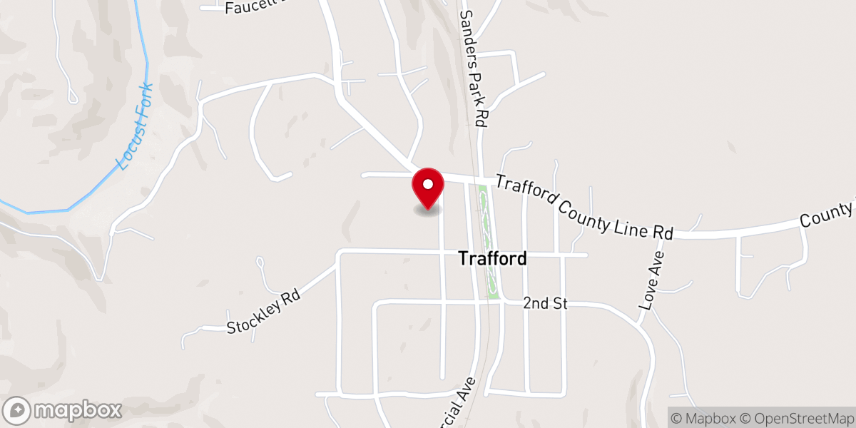 Map showing location of Trafford Baptist Church