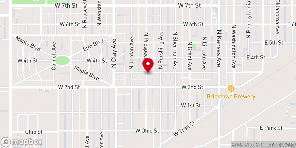 Map showing location of First Baptist Church