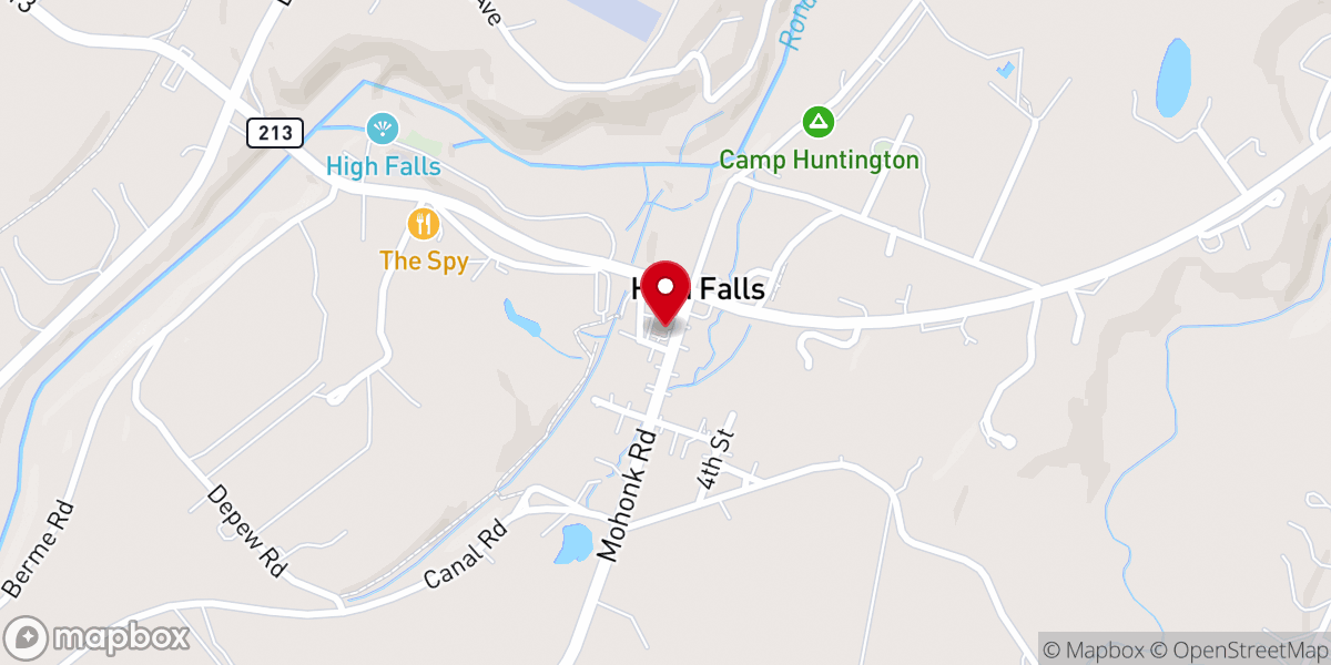 Map showing location of High Falls Community Church