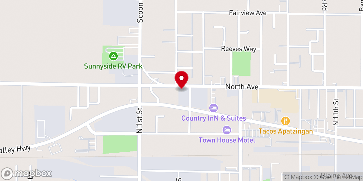 Map showing location of Sunnyside Christian Thrift Shop