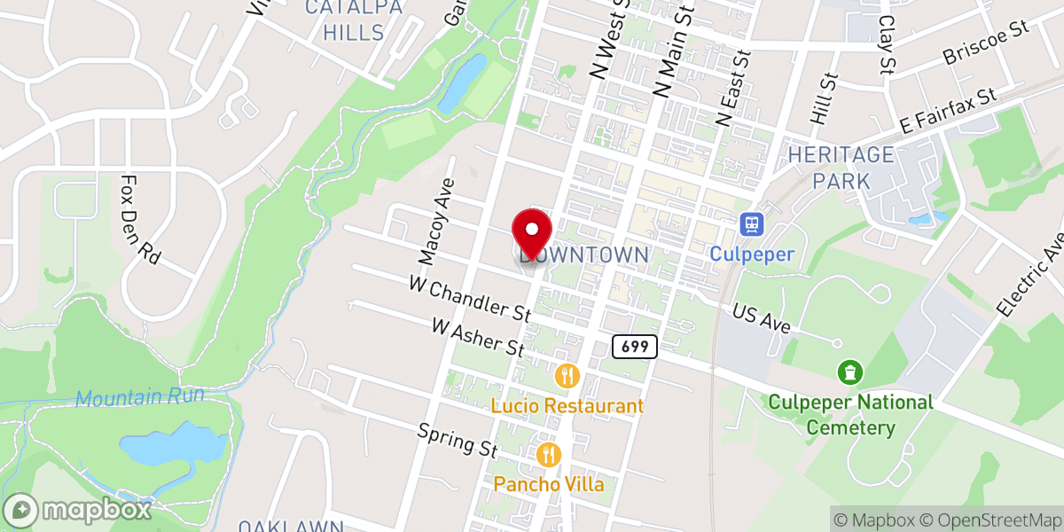 Map showing location of Culpeper Baptist Church
