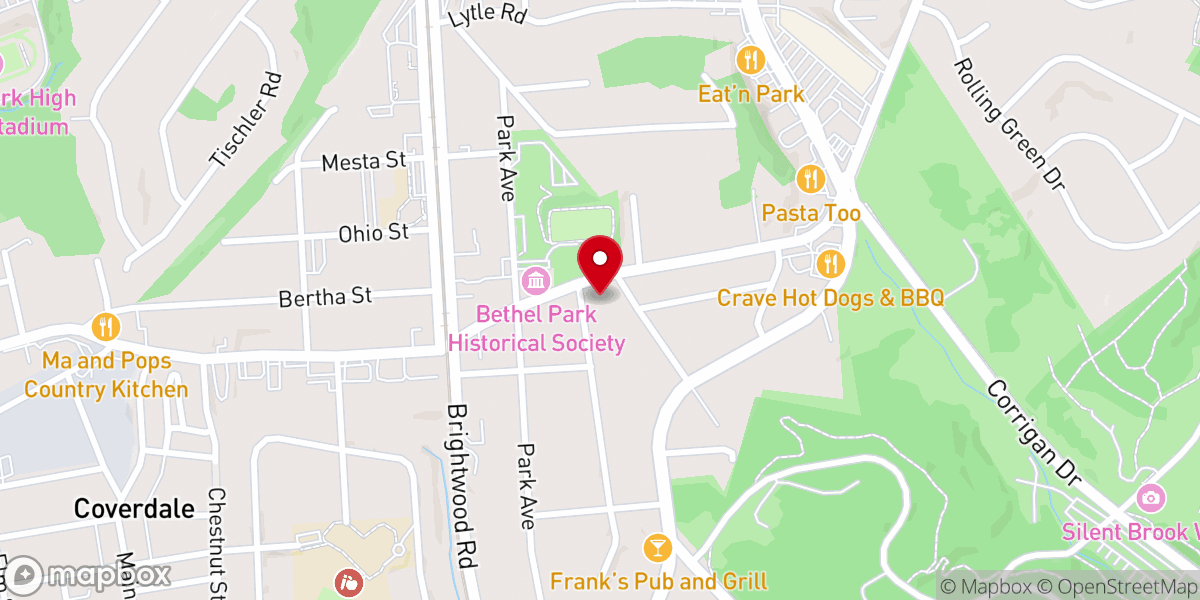 Map showing location of Bethany Lutheran Church