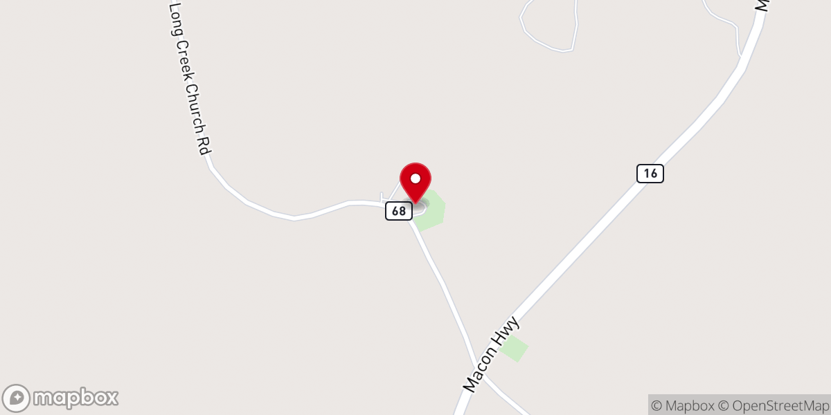 Map showing location of Long Creek Baptist Church