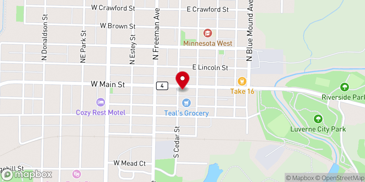Map showing location of Blue Mounds Baptist Church