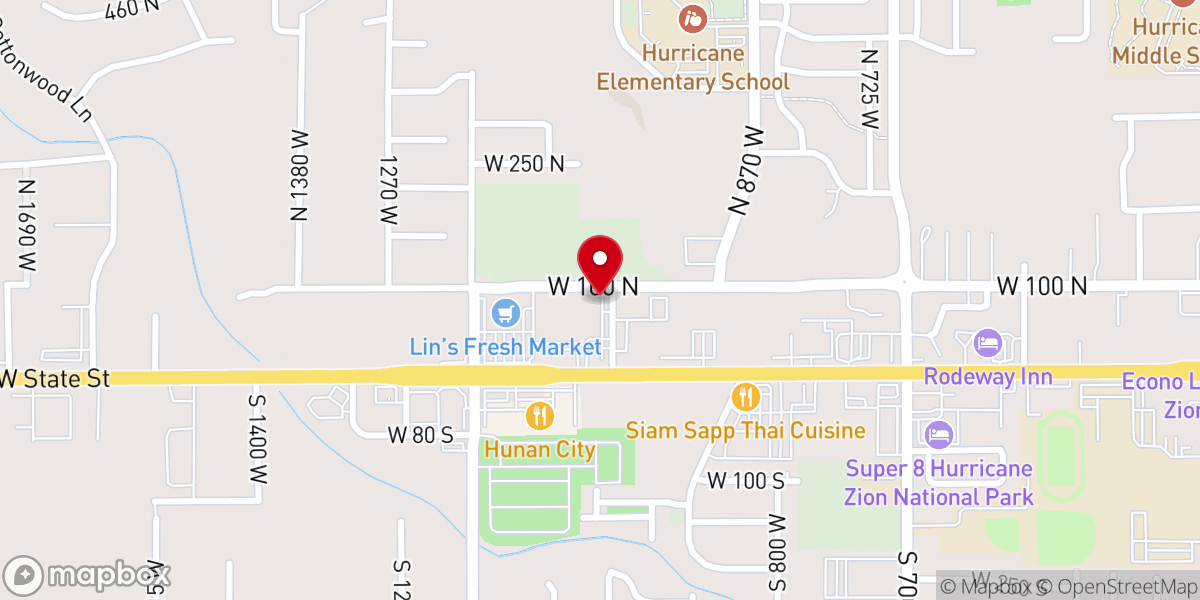 Map showing location of Calvary Chapel Hurricane Valley