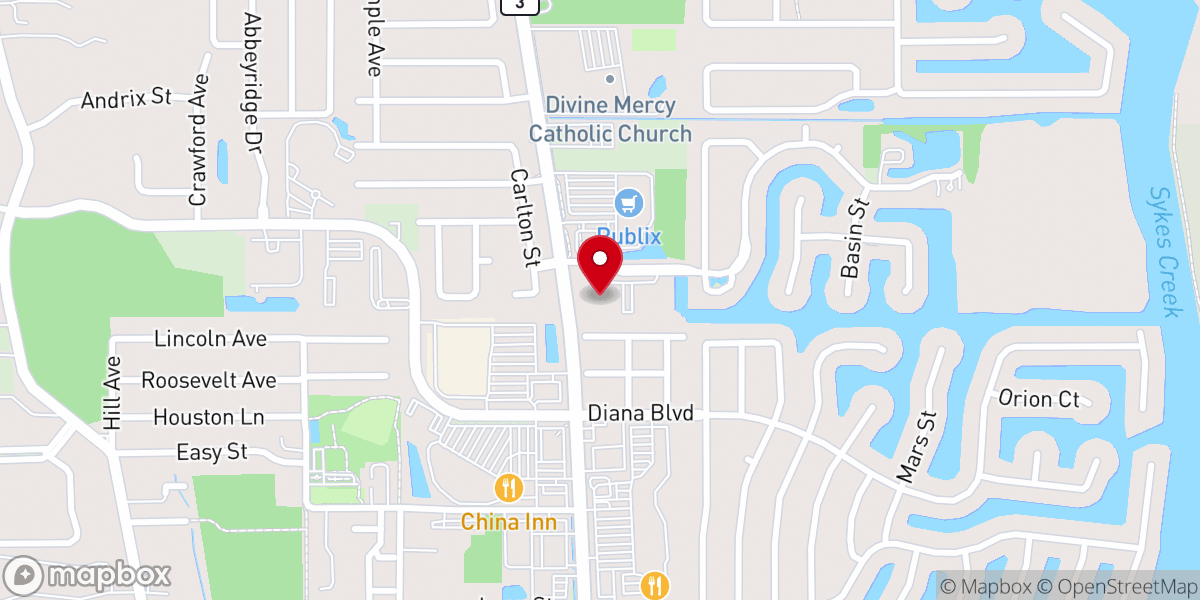 Map showing location of Brevard Christian Church Merritt Island Campus