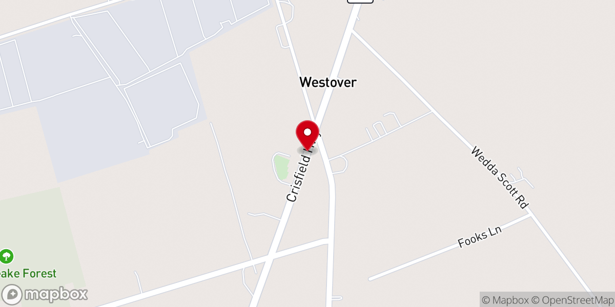 Map showing location of Westover