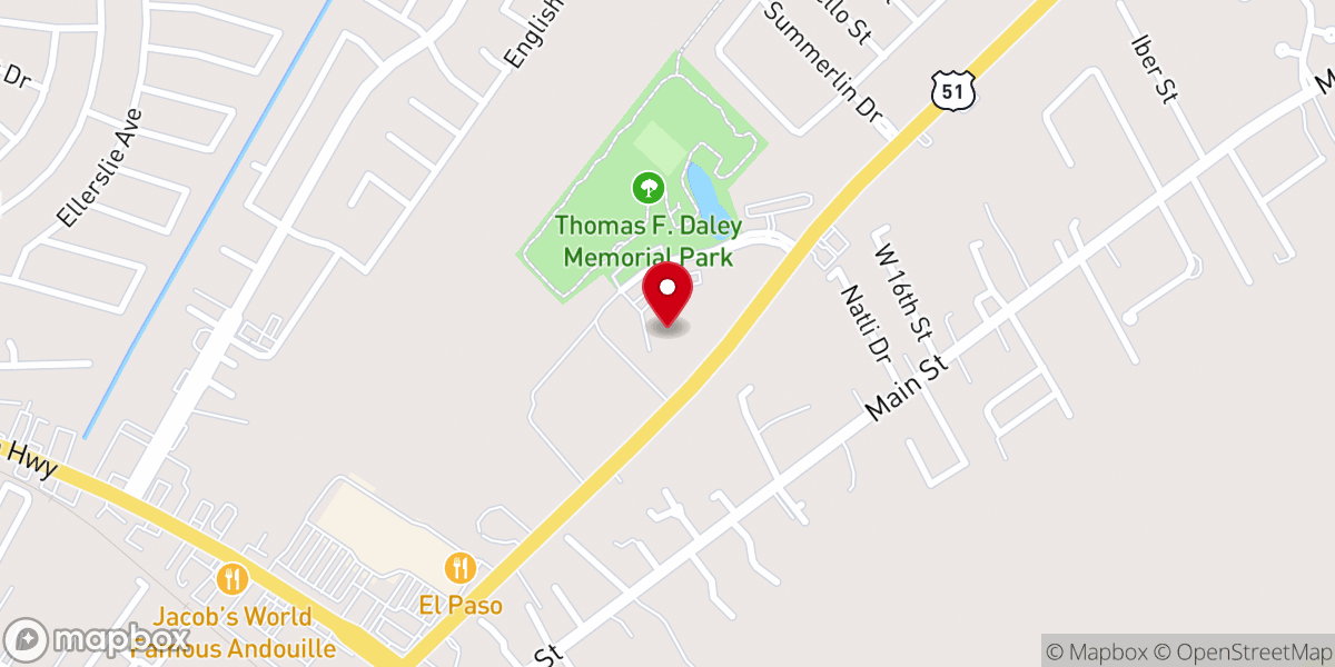 Map showing location of St. John the Baptist Parish Community Center