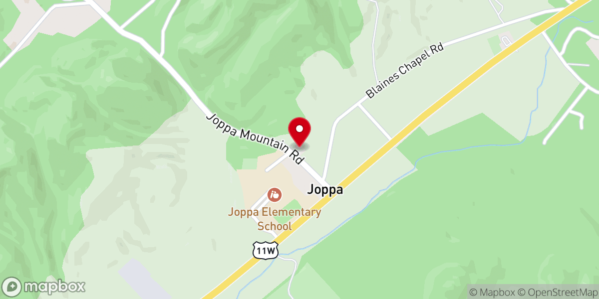 Map showing location of Joppa United Methodist Church