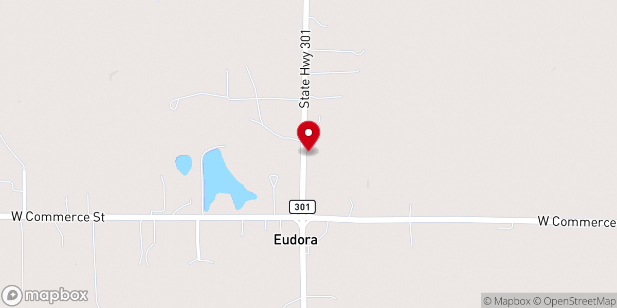 Map showing location of Eudora Presbyterian Church