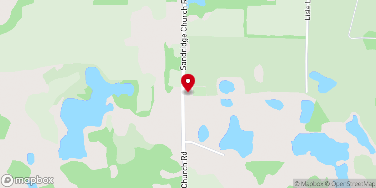 Map showing location of Sand Ridge Church