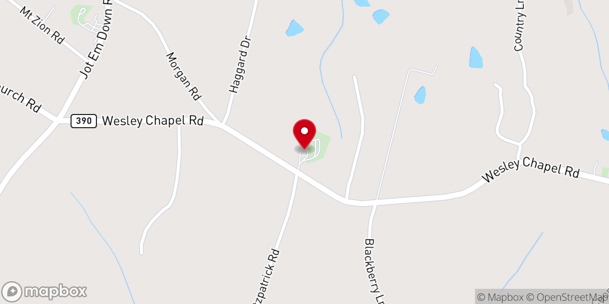 Map showing location of Wesley Chapel Community Church