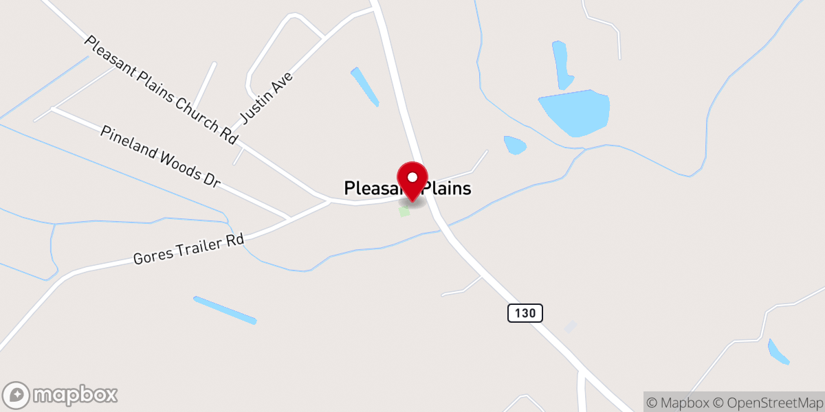Map showing location of Pleasant Plains Baptist Church