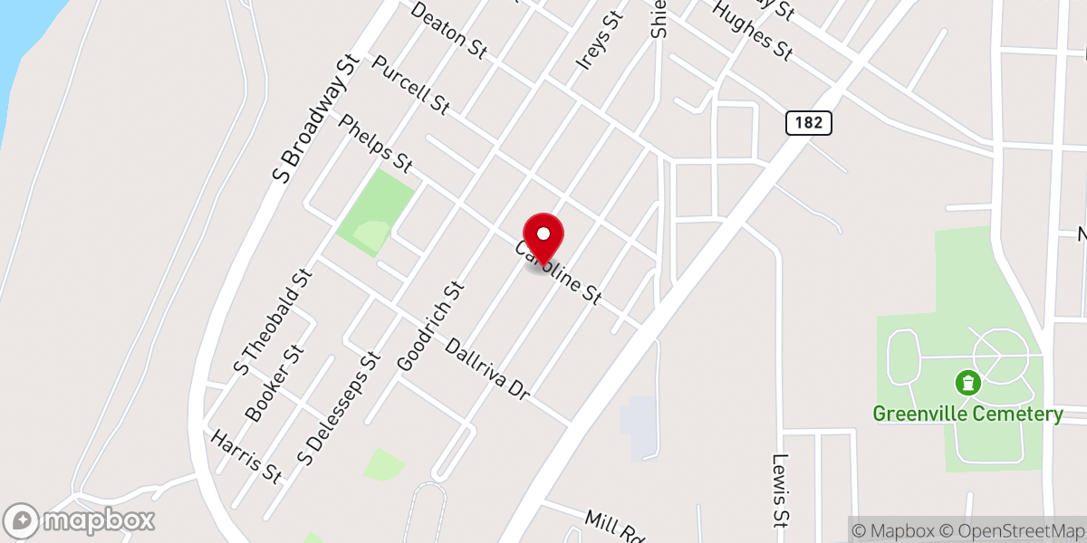 Map showing location of Mount Sinai Baptist Church