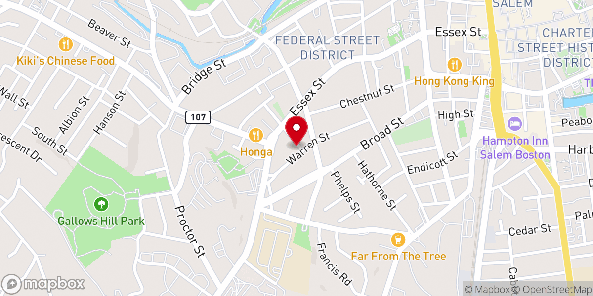 Map showing location of First Spiritualist Church of Salem