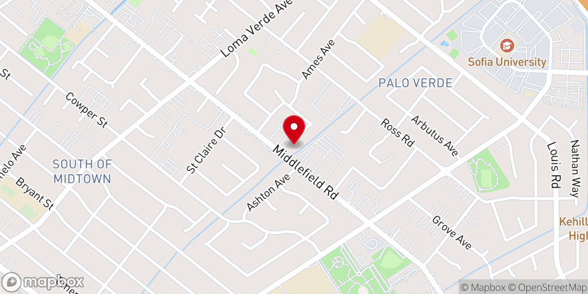 Map showing location of Unity Palo Alto Spiritual Center