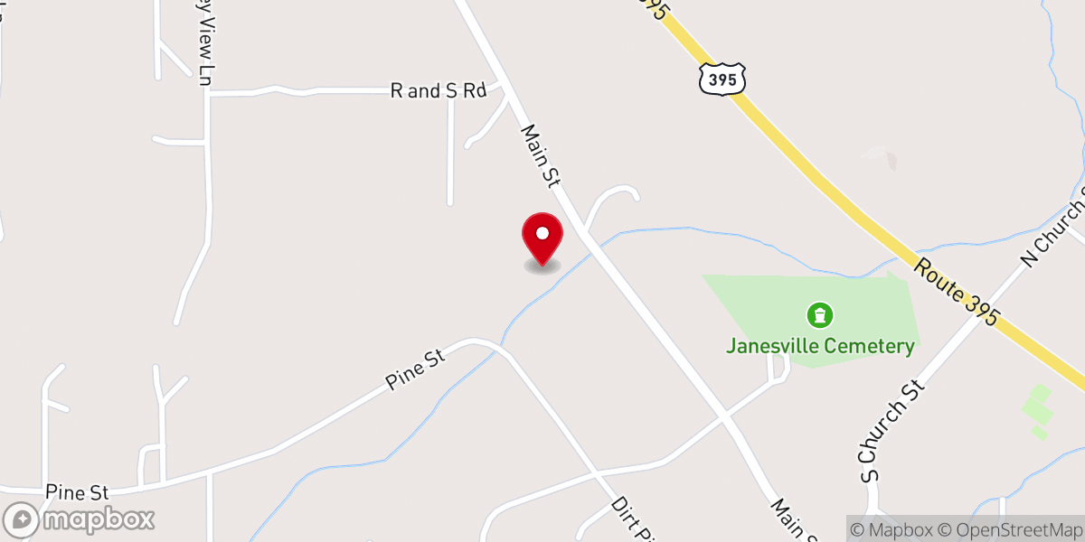 Map showing location of Janesville Christian Fellowshp