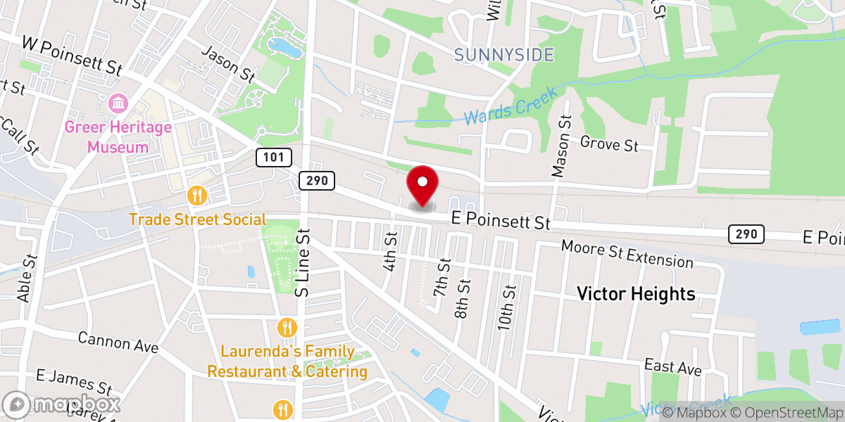 Map showing location of Iglesia Pentecostal De Dios el Poder Greer SC