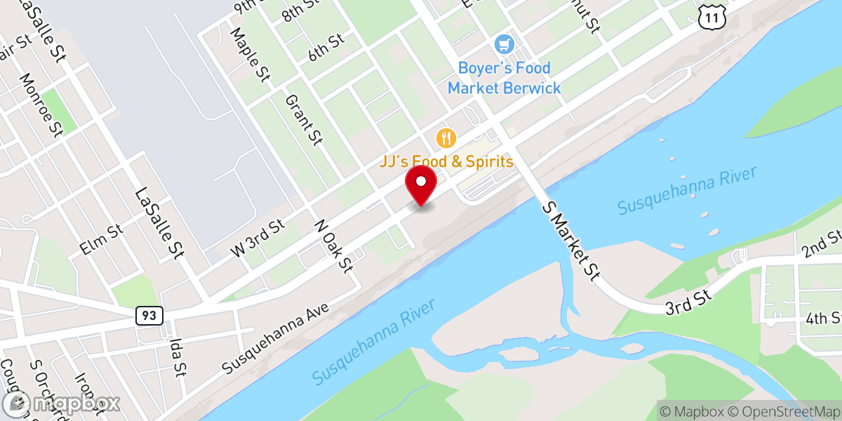 Map showing location of First Baptist Church of Berwick