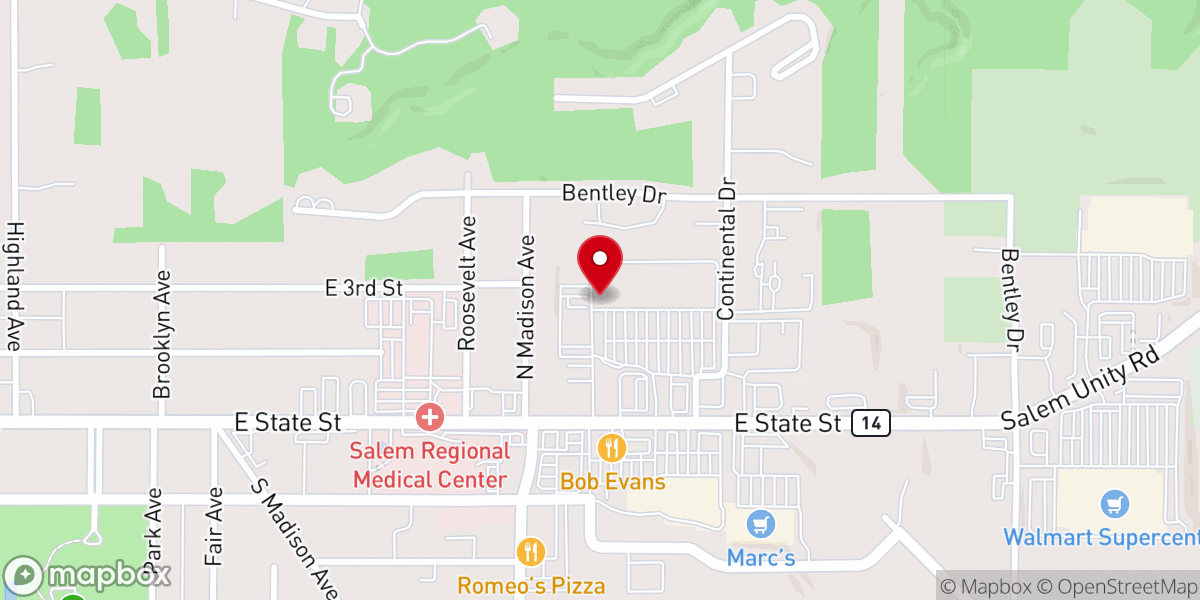 Map showing location of Salem Twin Cinema