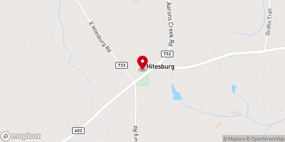 Map showing location of Hitesburg Baptist Church