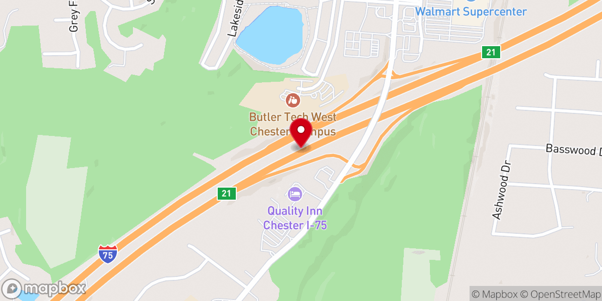 Map showing location of Hope Baptist Church of Butler County