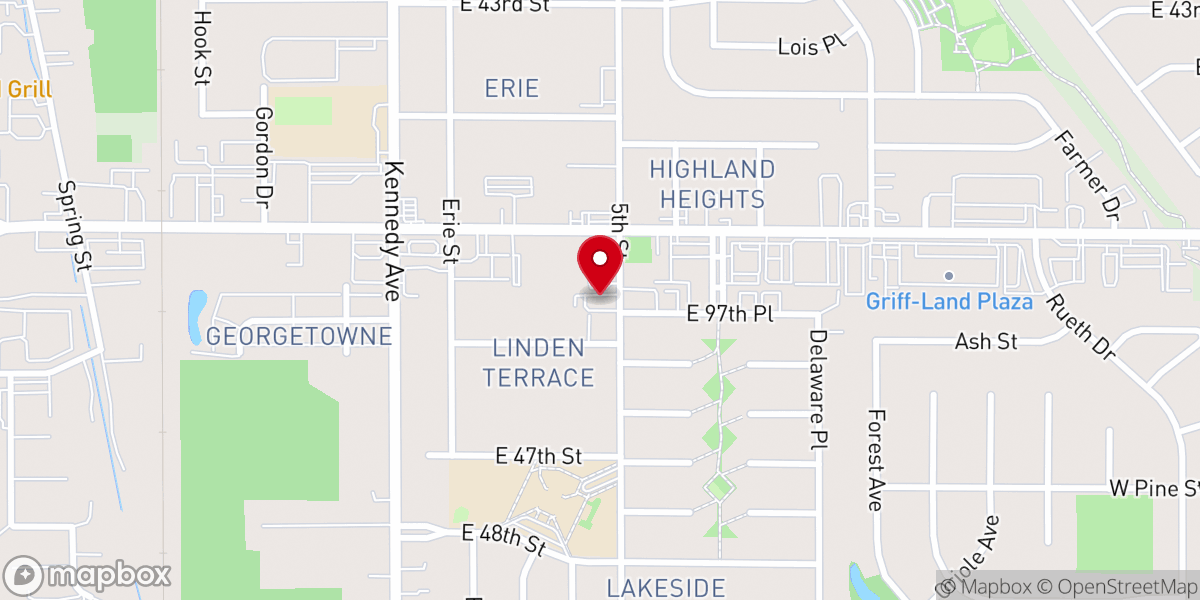Map showing location of Highland Baptist Church